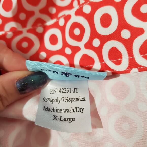 RipSkirt Hawaii Adjustable Length 2 Wrap Skirt Womens XL Geo Print Pockets Red - Picture 10 of 11